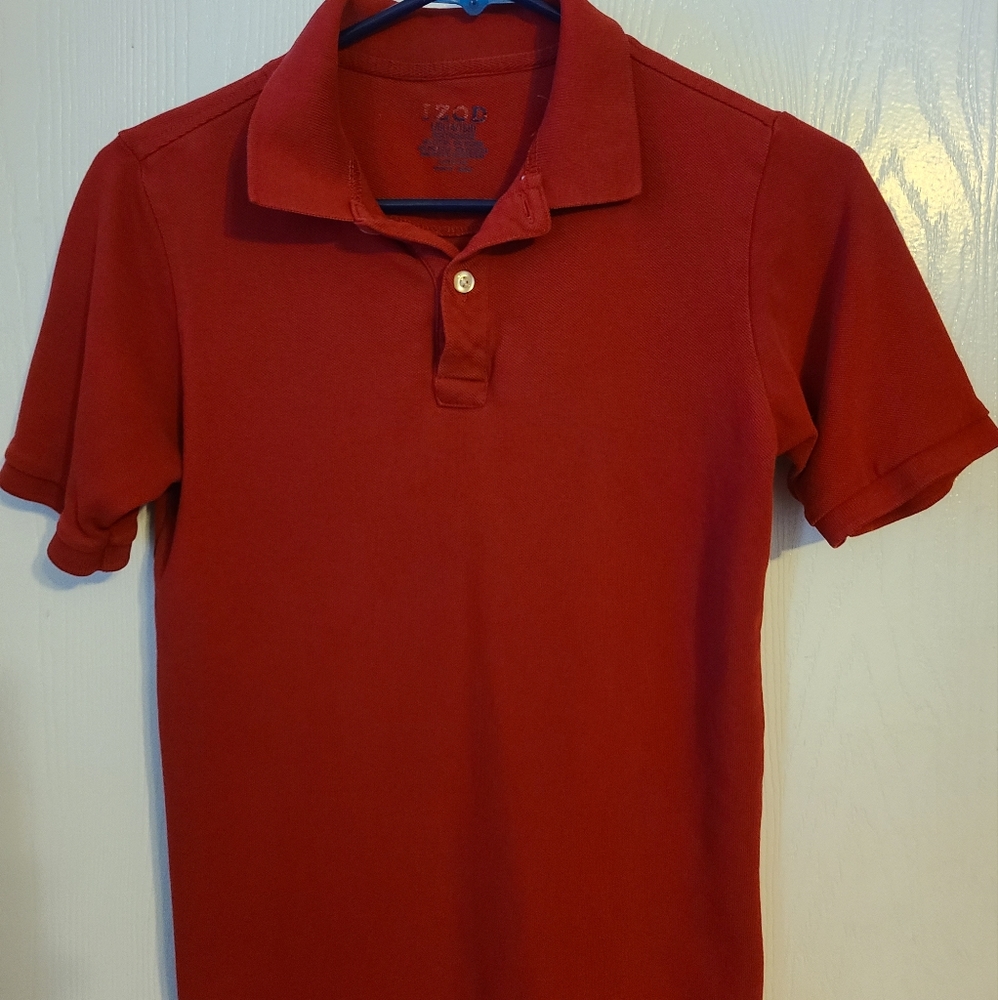 IZOD boys red uniform polo shirt size Large 14/16 Husky